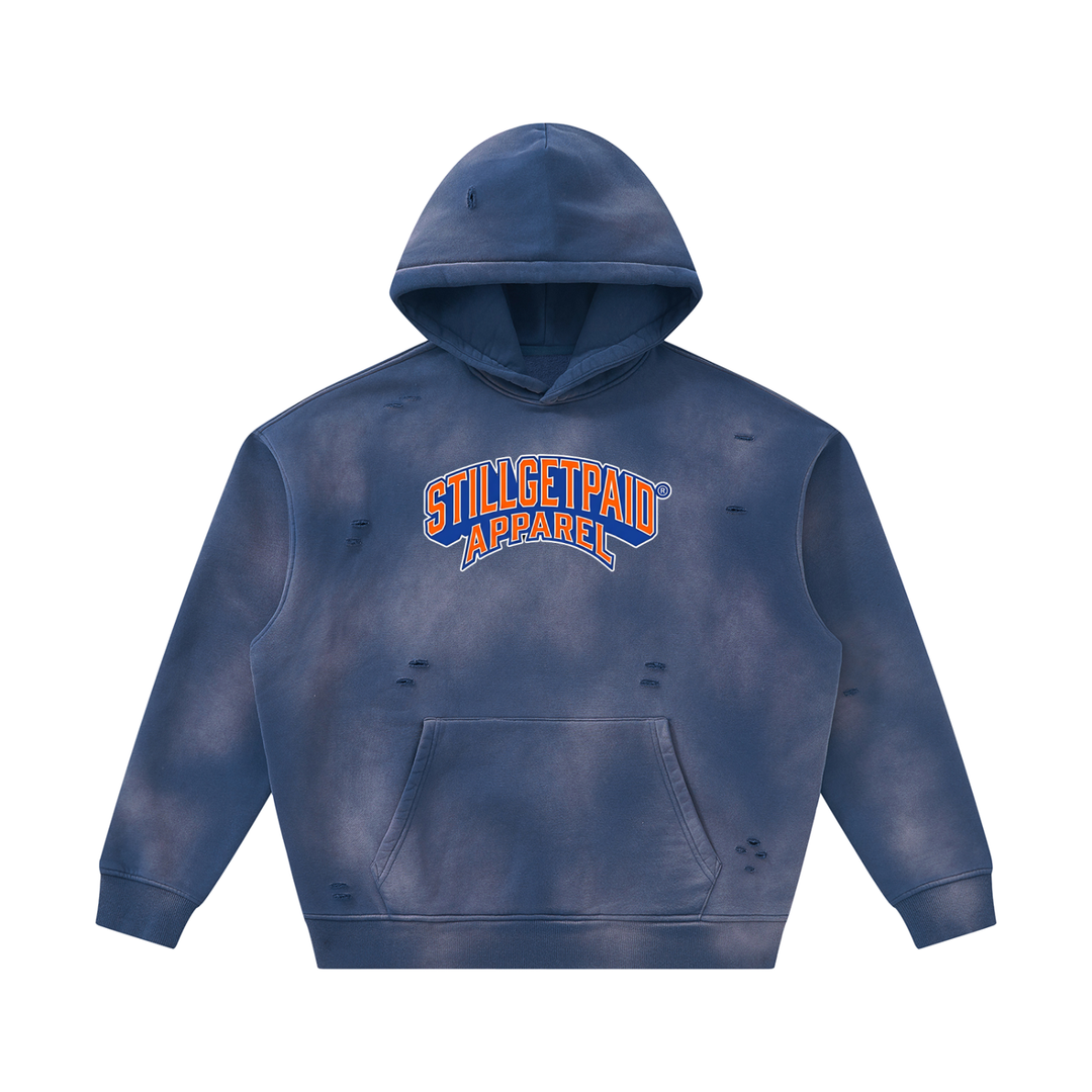 Unisex Sunfade Frayed Fleece Hoodie