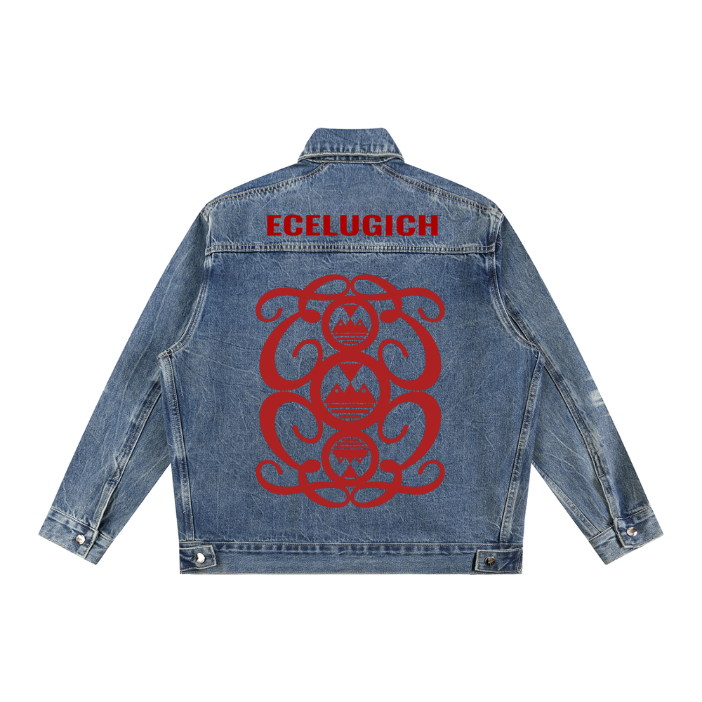 Vintage Wash Zip Up Denim Palazzo Albricci Perebrini  Jacket