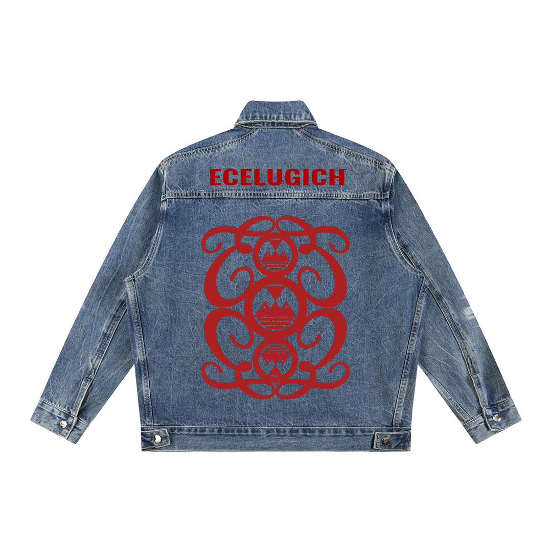 Vintage Wash Zip Up Denim Palazzo Albricci Perebrini  Jacket