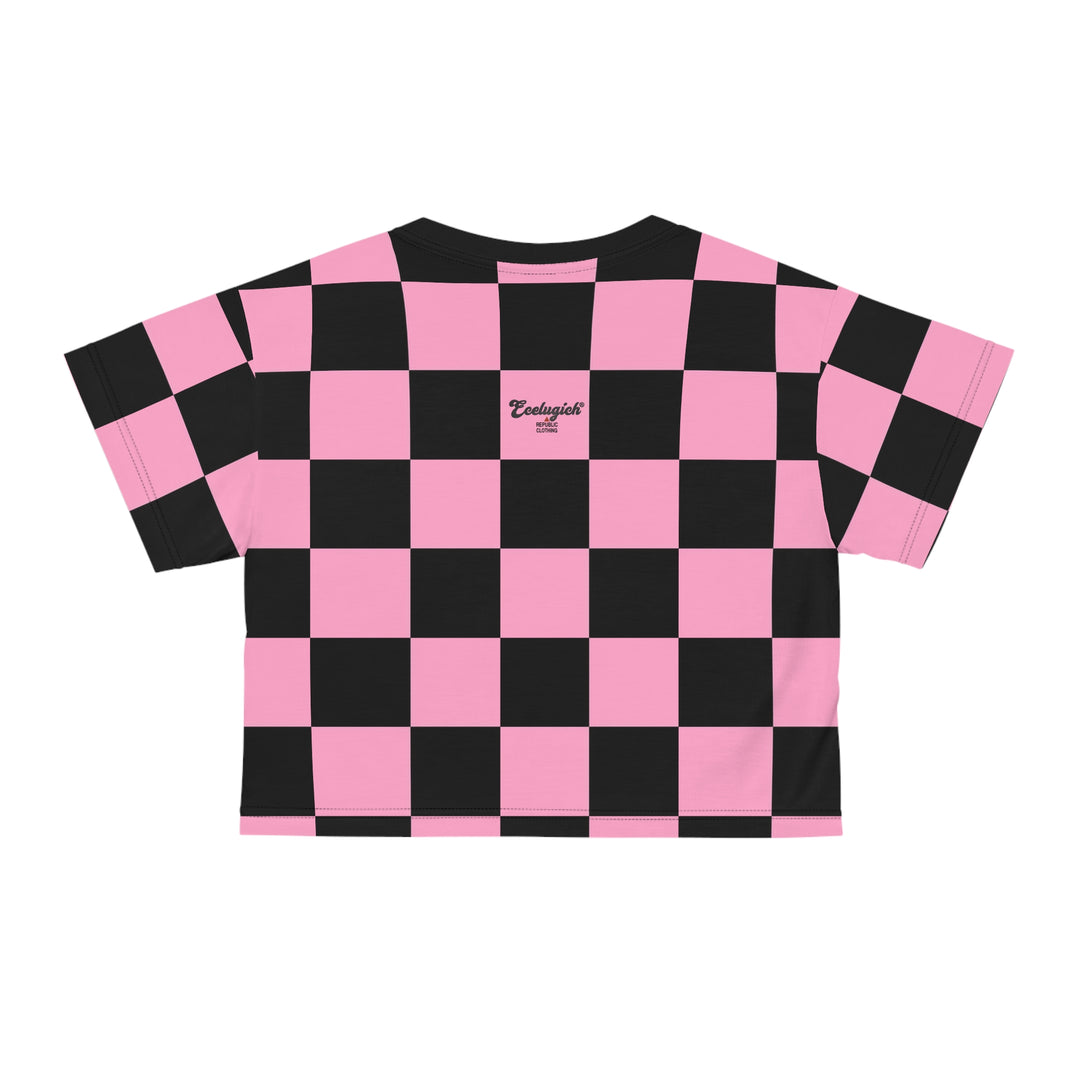 ECELUGICH Crop Tee Checker Pink