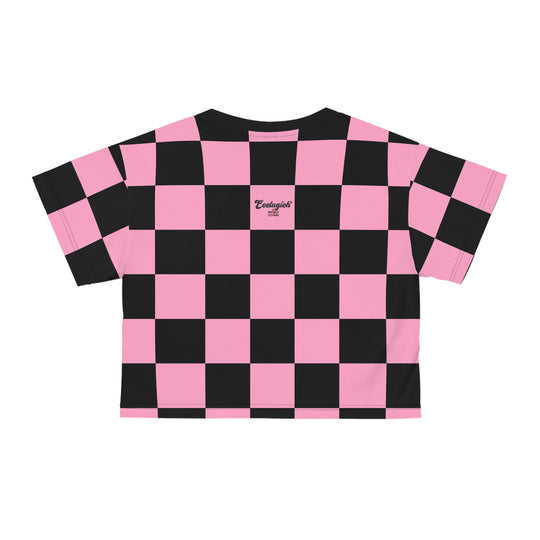 ECELUGICH Crop Tee Checker Pink