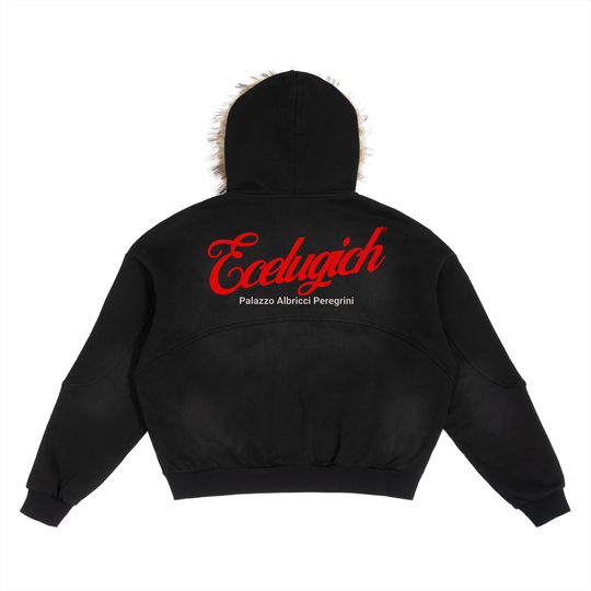 Sun Fade Boxy Detachable Palazzo Albricci Peregrini Fur Hoodie