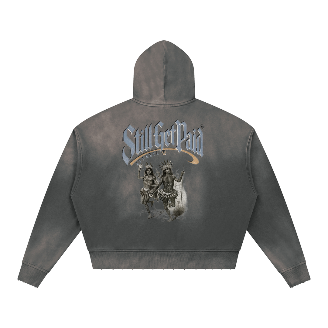 Unisex Sunfade Distressed Boxy Hoodie