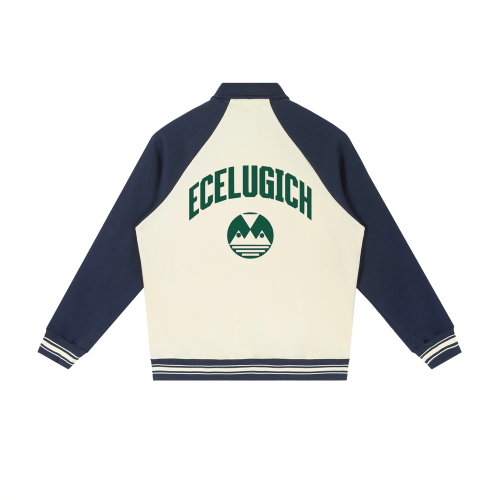 Contrast Raglan Sleeve Baseball Jacket