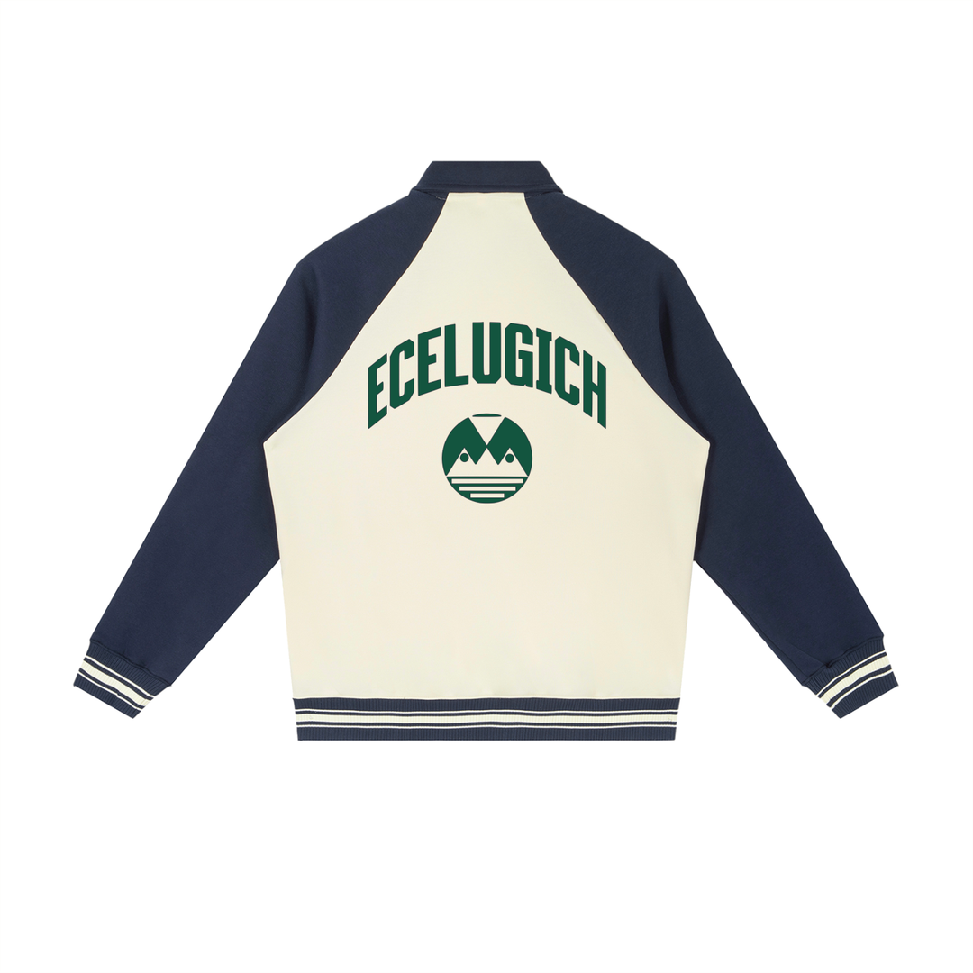 Contrast Raglan Sleeve Baseball Jacket