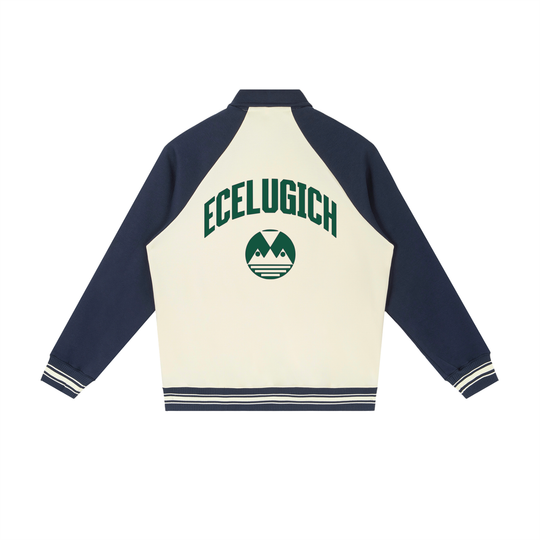Contrast Raglan Sleeve Baseball Jacket