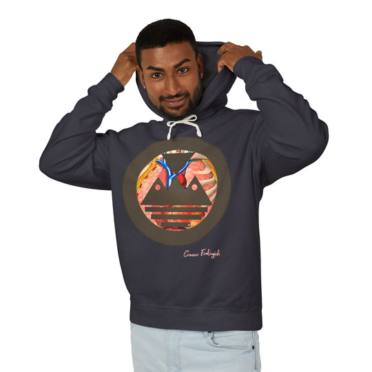 ECELUGICH® Logo Beating Heart Walbaum Fraktur Cozy Unisex Lightweight Hooded Sweatshirt with Retro Typography