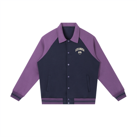 Contrast Raglan Sleeve Baseball Jacket