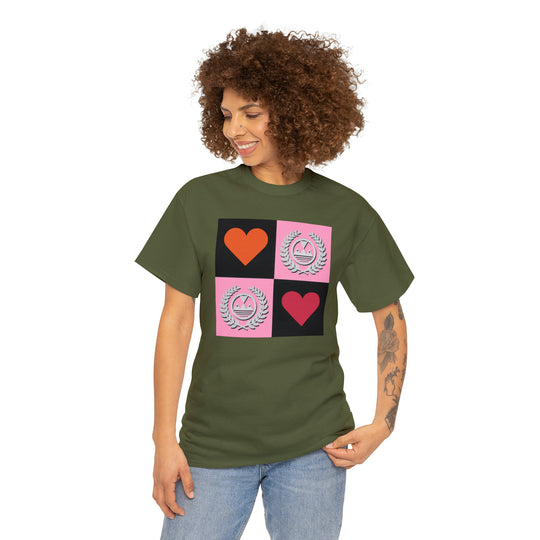 ECELUGICH Unisex Heavy Cotton Tee Box Hearts