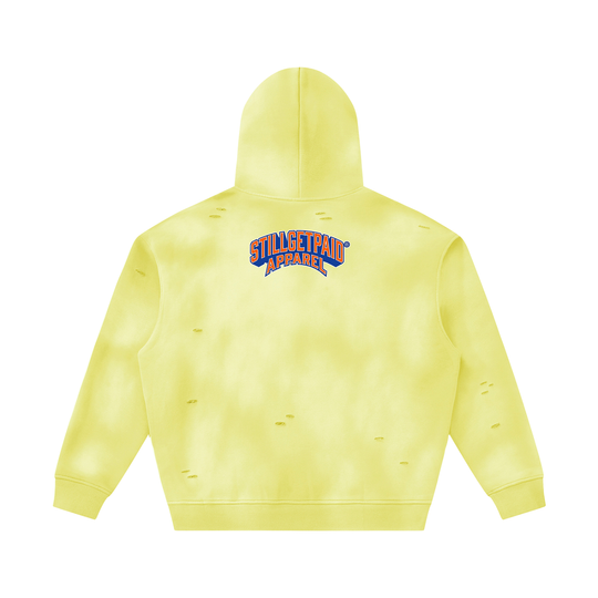 Unisex Sunfade Frayed Fleece Hoodie