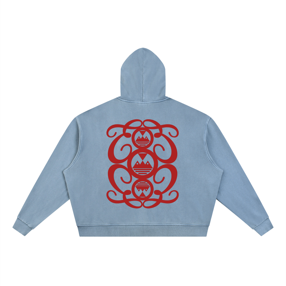 Unisex Vintage Wash Full Zip Boxy Palazzo Albricci Perebrini  Hoodie