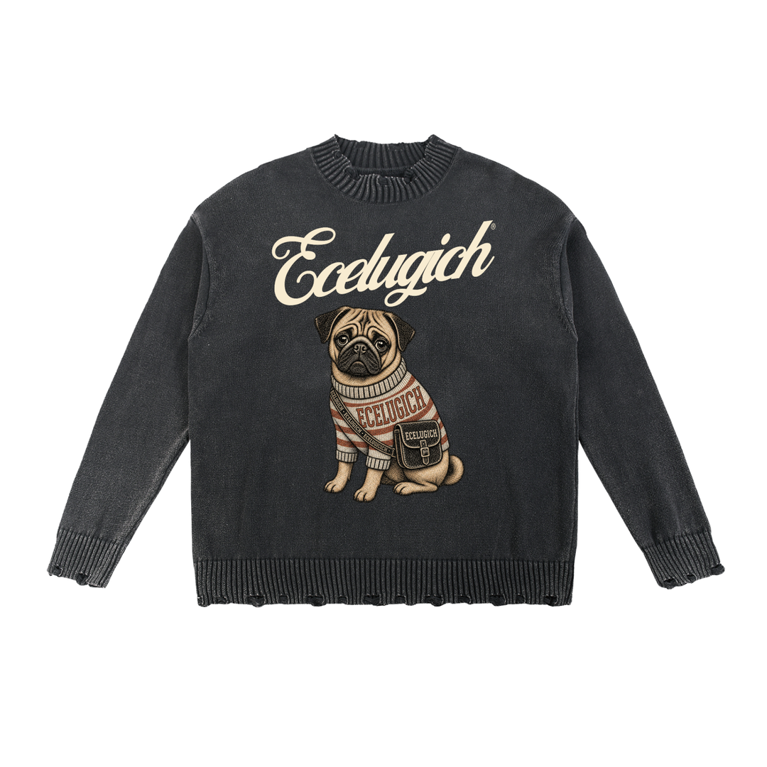 Vintage Washed Hand-Frayed Sweater