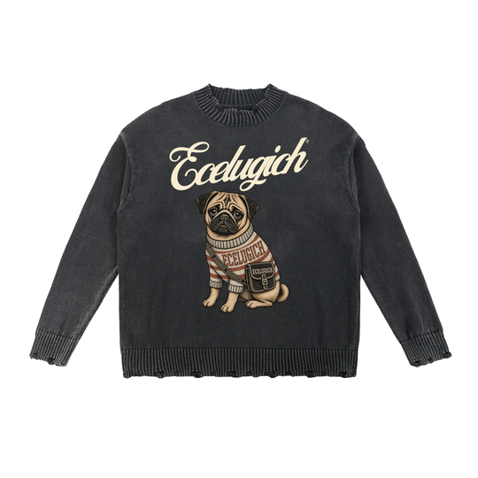 Vintage Washed Hand-Frayed Sweater