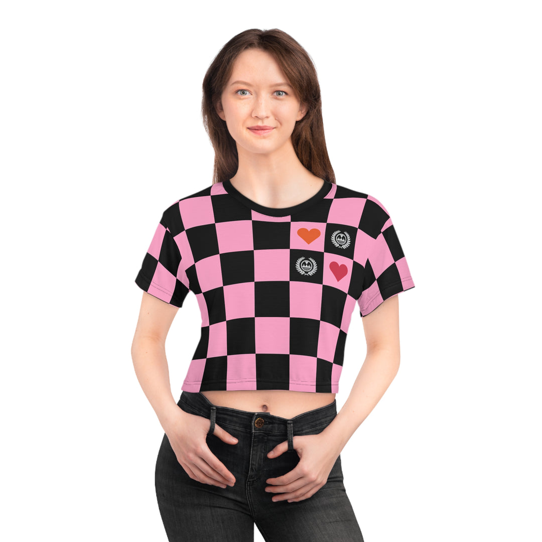 ECELUGICH Crop Tee Checker Pink