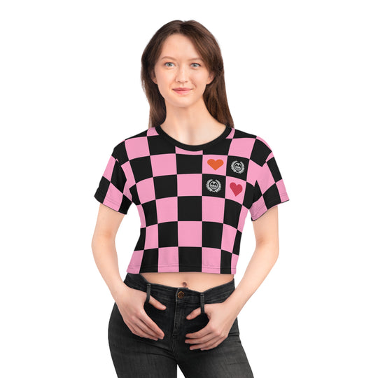 ECELUGICH Crop Tee Checker Pink