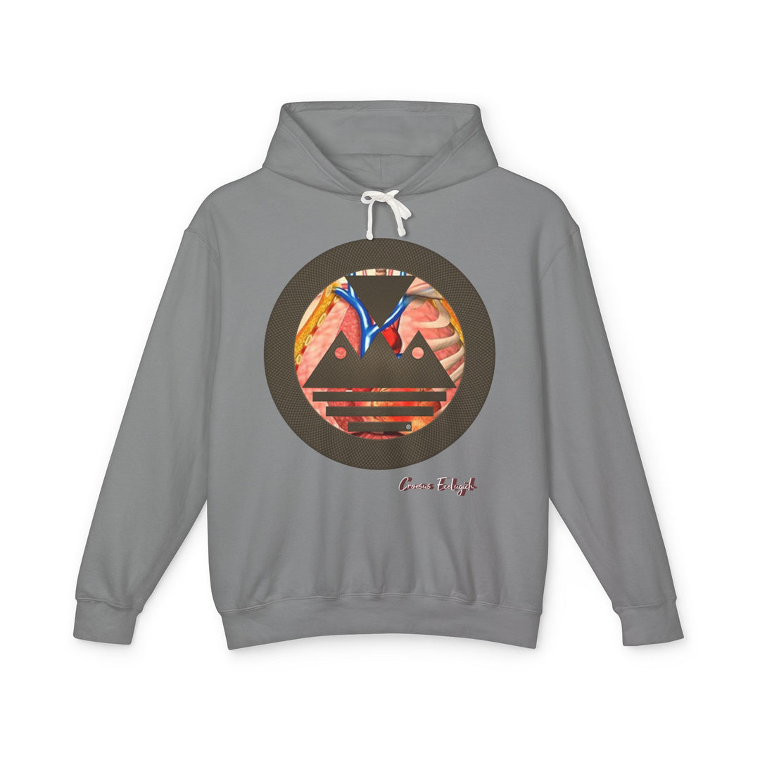 ECELUGICH® Logo Beating Heart Walbaum Fraktur Cozy Unisex Lightweight Hooded Sweatshirt with Retro Typography
