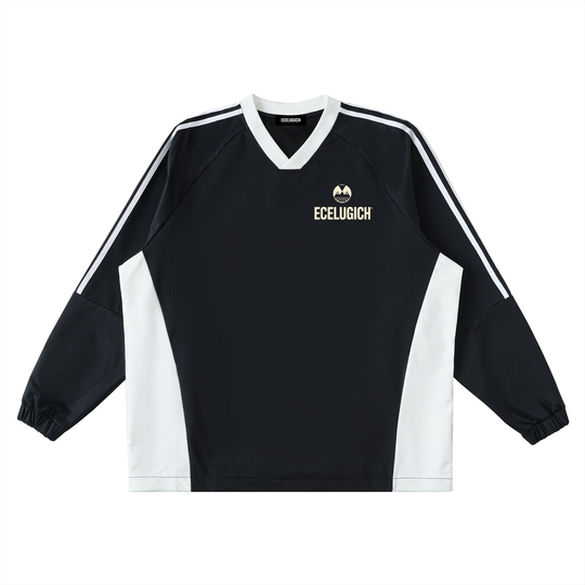Color-Block V-Neck Long-Sleeve T-Shirt