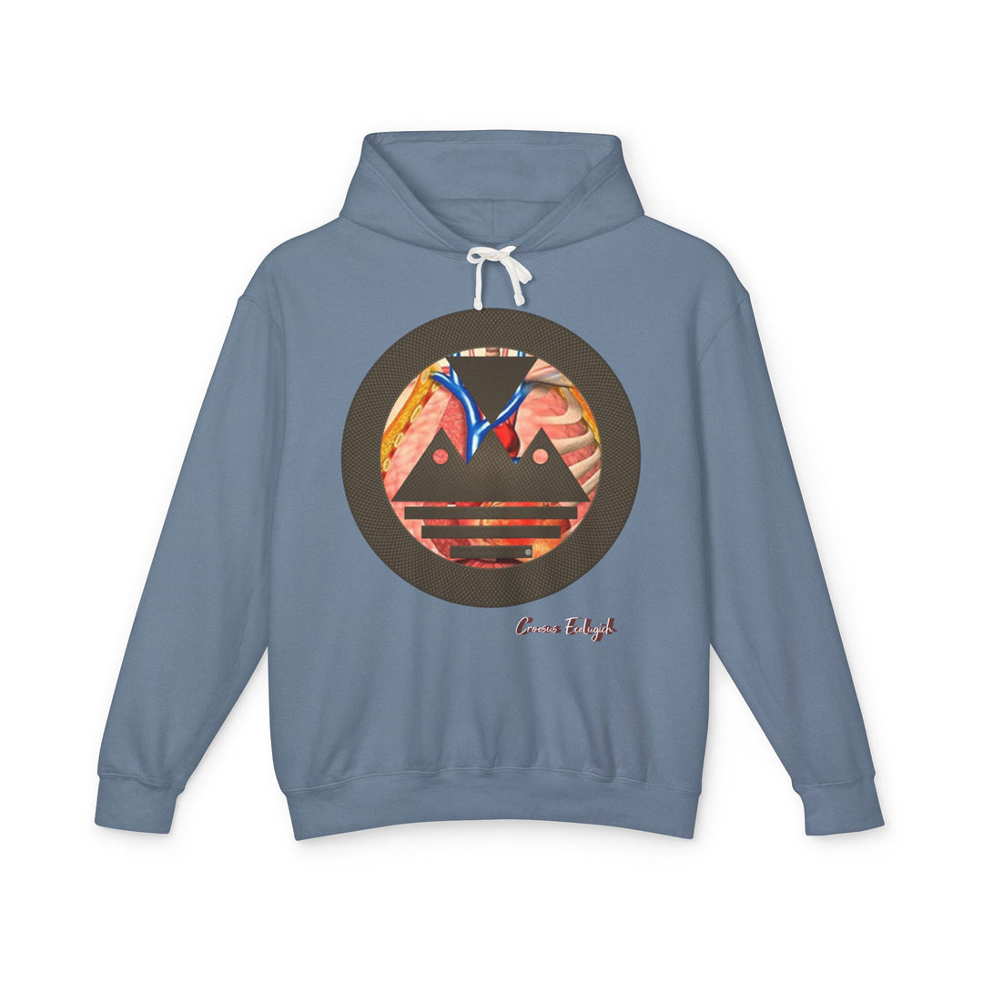 ECELUGICH® Logo Beating Heart Walbaum Fraktur Cozy Unisex Lightweight Hooded Sweatshirt with Retro Typography