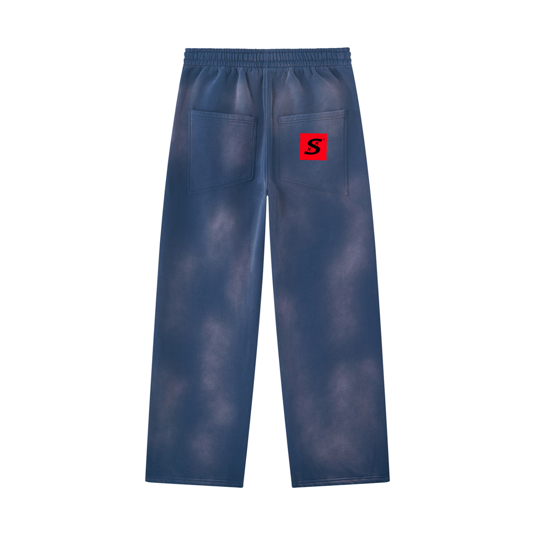 Unisex Sunfade Wide Leg Fleece Cloud Stacked Sweatpants