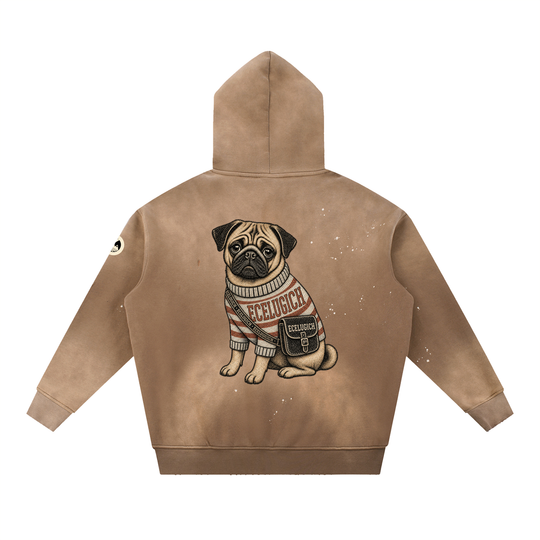 Vintage Washed Frayed Fleece Hoodie