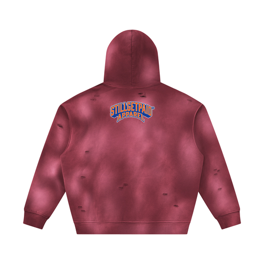 Unisex Sunfade Frayed Fleece Hoodie