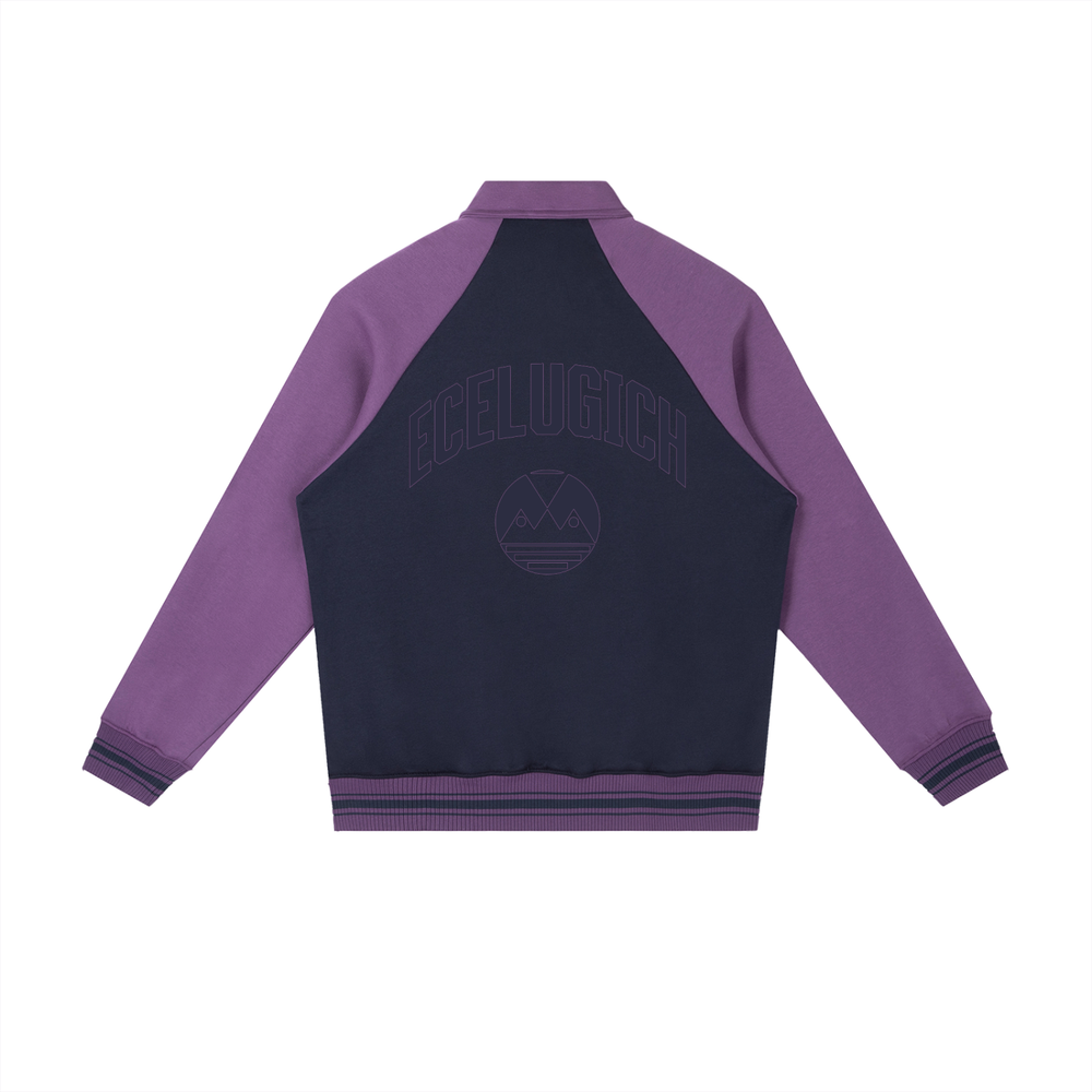 Contrast Raglan Sleeve Baseball Jacket