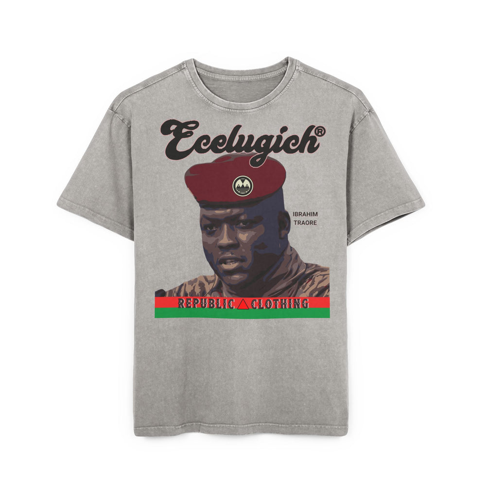 ECELUGICH® Men's Acid Washed Heavy Oversize Tee IBRAHIM TRAORE Burkina Faso