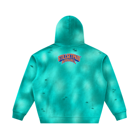 Unisex Sunfade Frayed Fleece Hoodie
