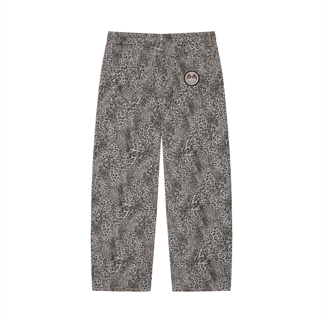 Unisex Vintage Wash Leopard Wide Leg Palazzo Albricci Perebrini Jeans