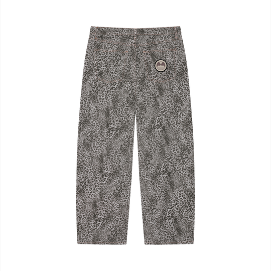 Unisex Vintage Wash Leopard Wide Leg Palazzo Albricci Perebrini Jeans