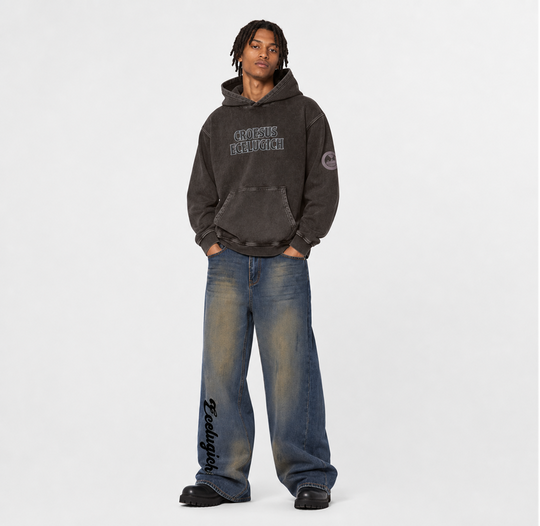Snow Washed Loose Cotton Hoodie