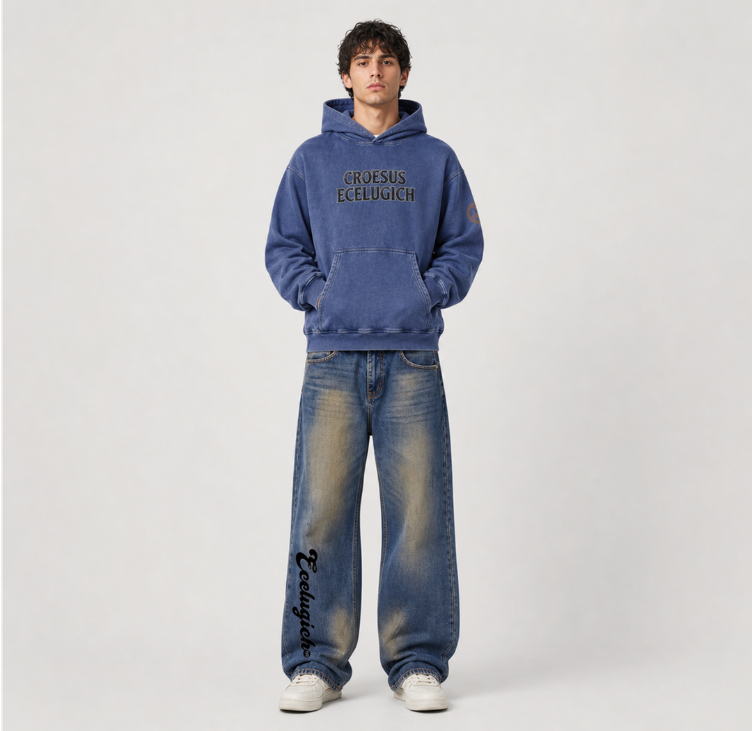 Snow Washed Loose Cotton Hoodie