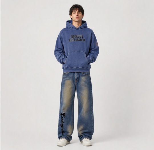 Snow Washed Loose Cotton Hoodie