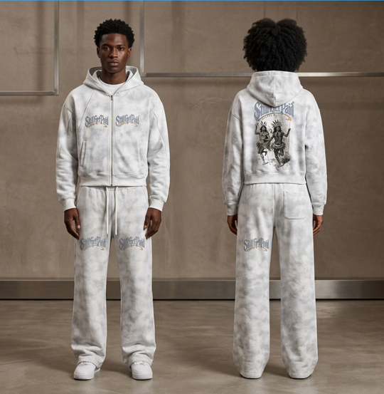 Dirty Washed Zip-Up Fleece Hoodie