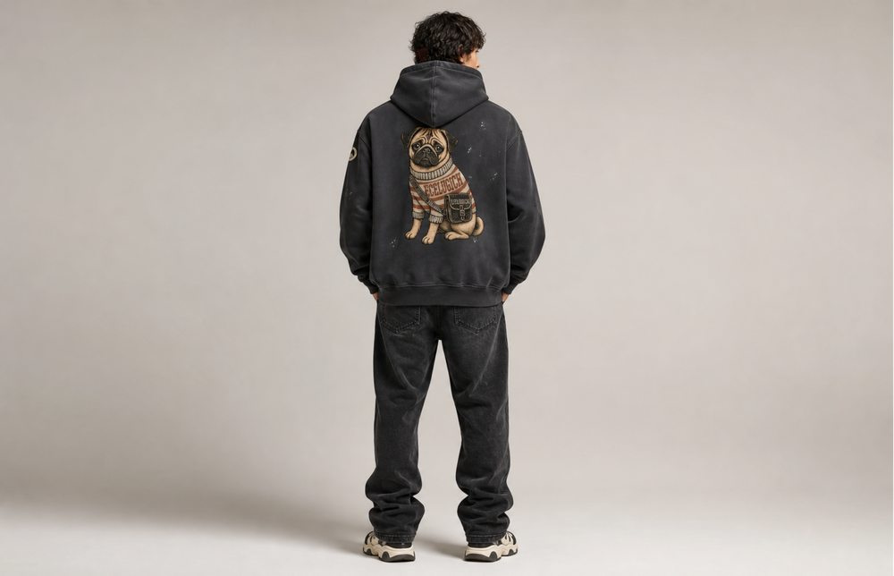 Vintage Washed Frayed Fleece Hoodie