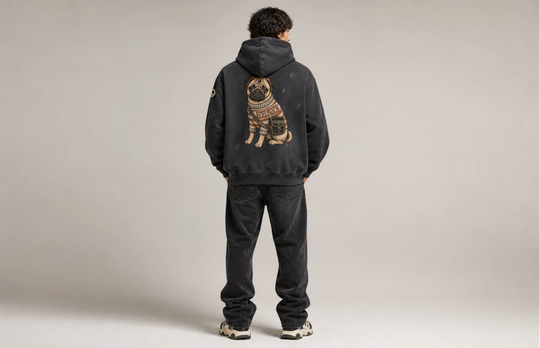Vintage Washed Frayed Fleece Hoodie