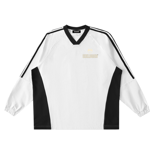 Color-Block V-Neck Long-Sleeve T-Shirt