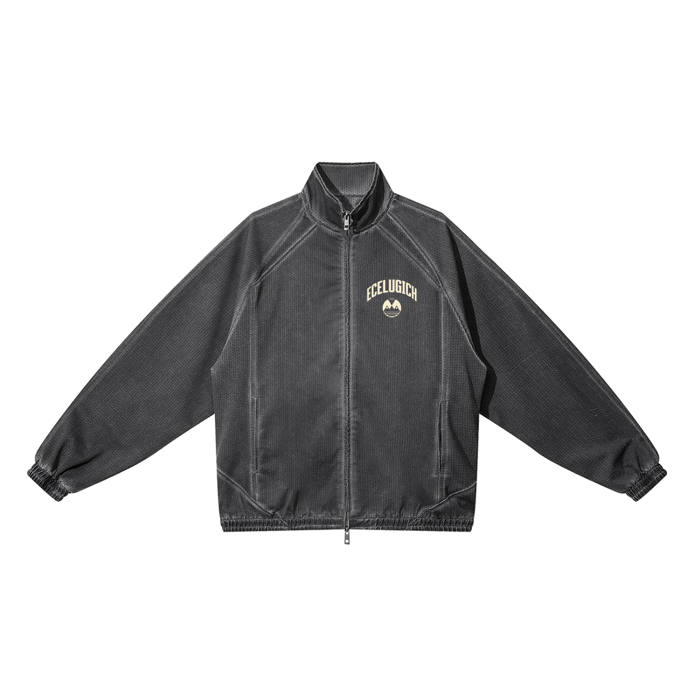 Unisex Vintage Wash Full Zip Mesh Jacket