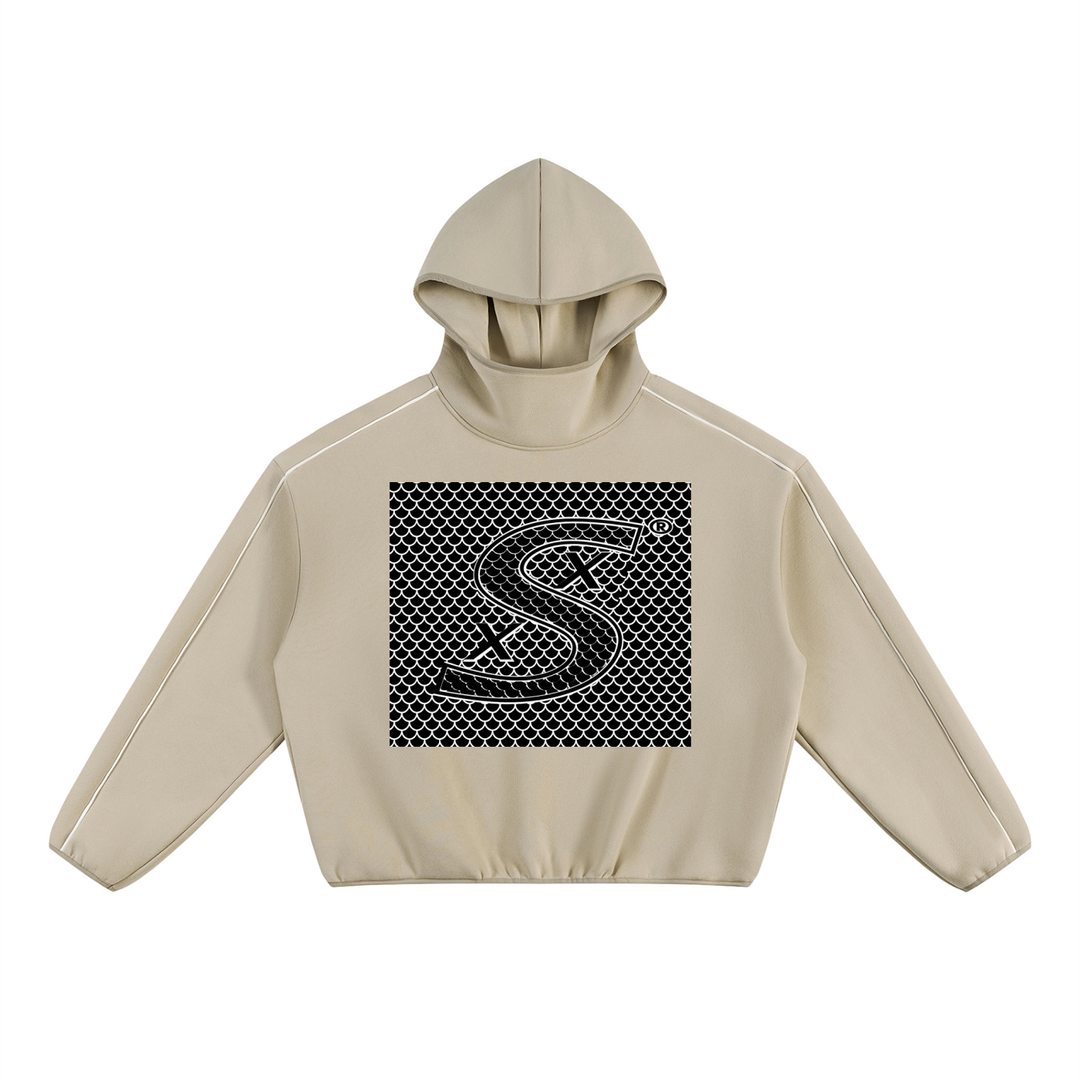 Unisex Boxy Piping Fleece Hoodie