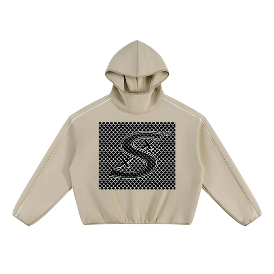 Unisex Boxy Piping Fleece Hoodie