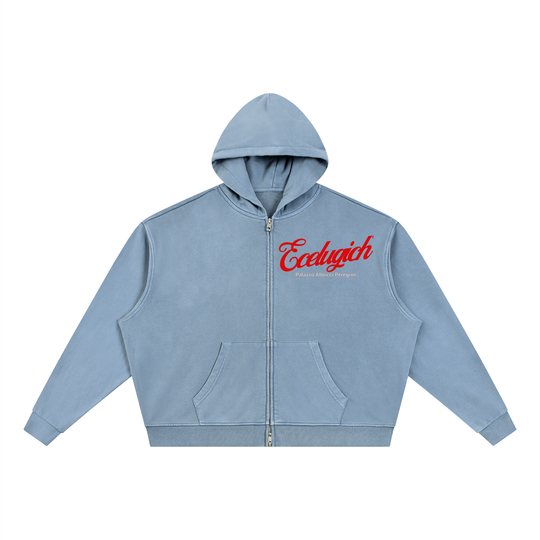 Unisex Vintage Wash Full Zip Boxy Palazzo Albricci Perebrini  Hoodie