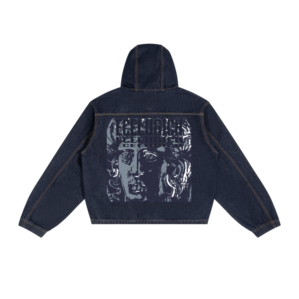 Men's Boxy Vintage Wash Hooded Denim Jacket