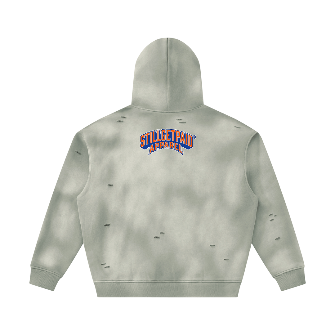 Unisex Sunfade Frayed Fleece Hoodie