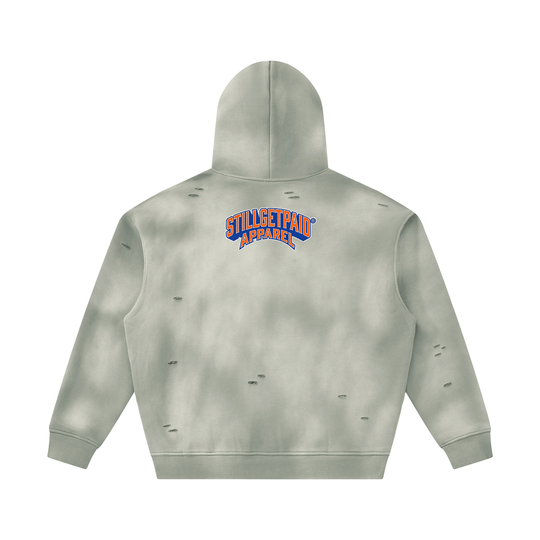 Unisex Sunfade Frayed Fleece Hoodie