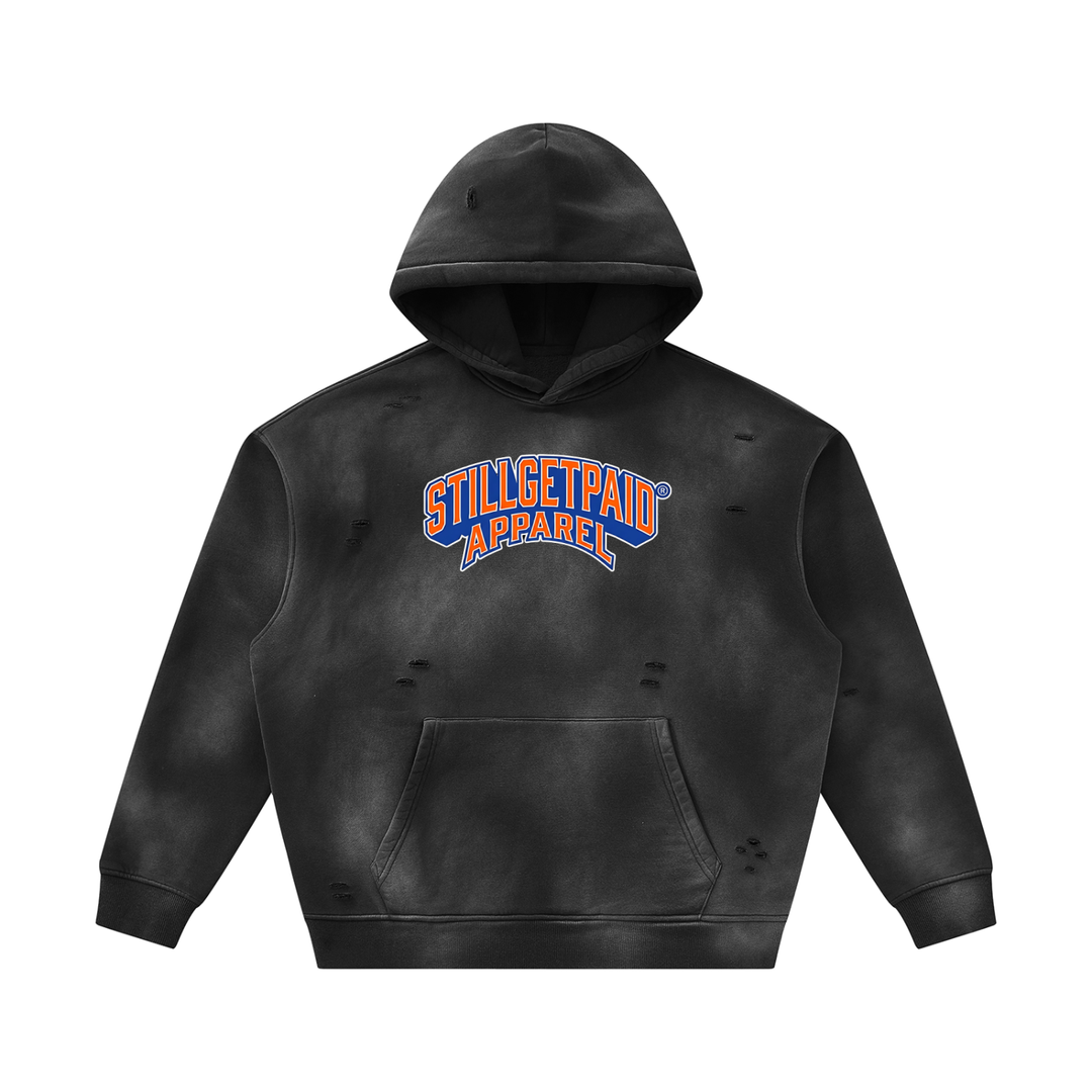 Unisex Sunfade Frayed Fleece Hoodie