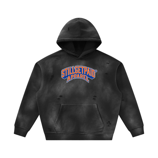 Unisex Sunfade Frayed Fleece Hoodie