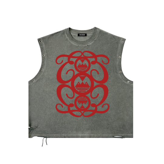 Distressed Grommet Eyelet Palazzo Albricci Perebrini Tank Top