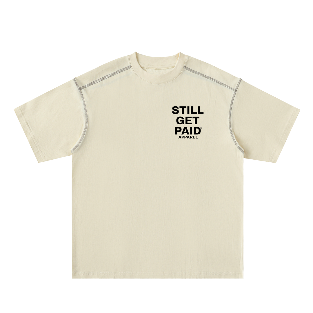 Oversized Contrast-Stitched Stacked Cotton Tee