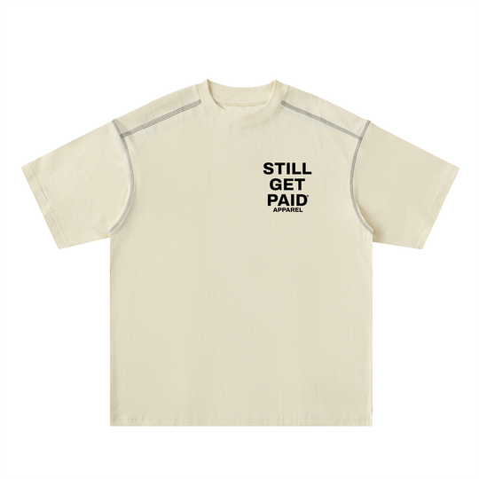 Oversized Contrast-Stitched Stacked Cotton Tee