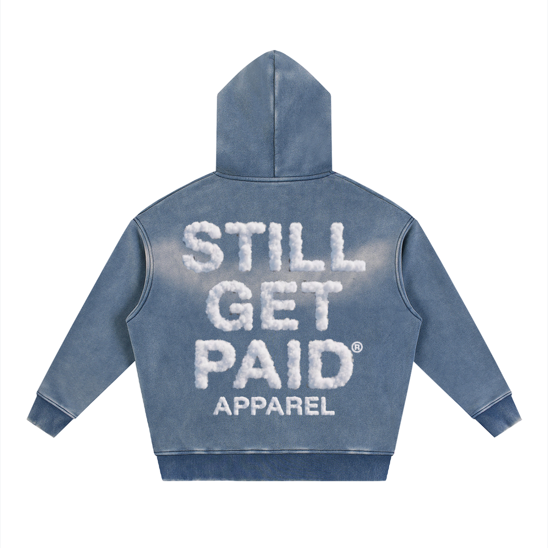 Sunfade Two-way Zipper Boxy Fleece Stacked Hoodie